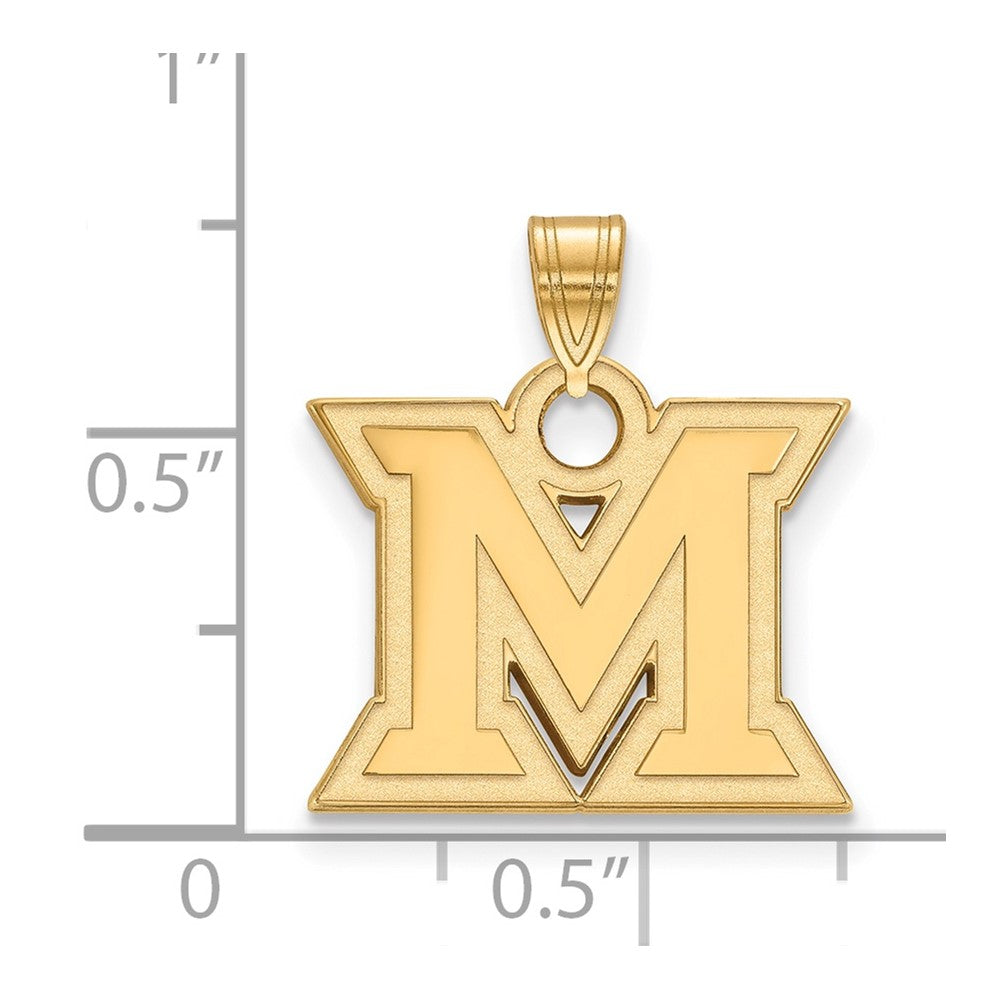 10K Gelbgold Logoart Miami University Ohio Buchstabe M Klein Anhänger