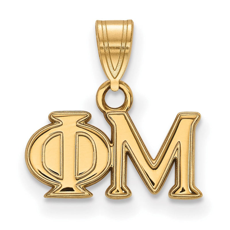 Vergoldet Sterlingsilber Logoart Phi Mu Sorority Greek Buchstaben Klein Anhänger