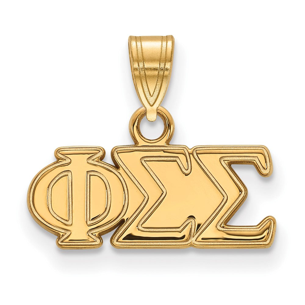 Vergoldet Sterlingsilber Logoart Phi Sigma Sorority Greek Buchstaben Klein Anhänger