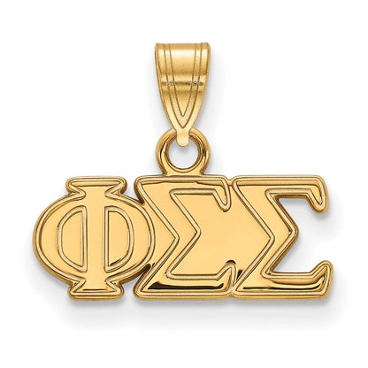 Vergoldet Sterlingsilber Logoart Phi Sigma Sorority Greek Buchstaben Klein Anhänger