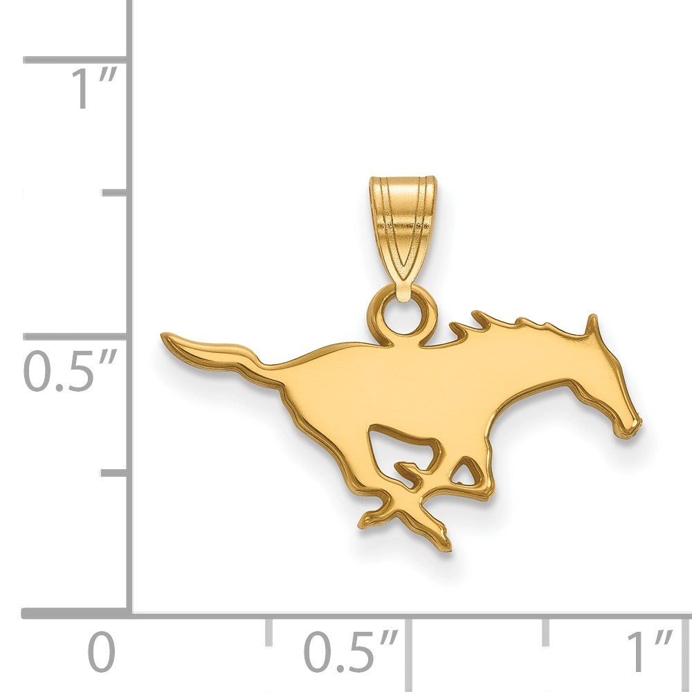 14K Gelbgold Logoart Southern Methodist University Mustang Klein Anhänger