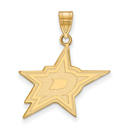 10K Gelbgold Nhl Logoart Dallas Sterne Groß Anhänger