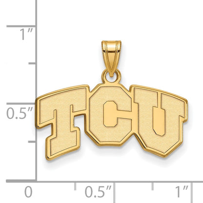 10K Gelbgold Logoart Texas Christlich University T C U Klein Anhänger
