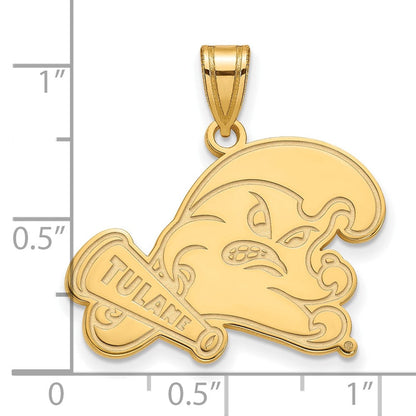 10K Gelbgold Logoart Tulane University Groß Anhänger