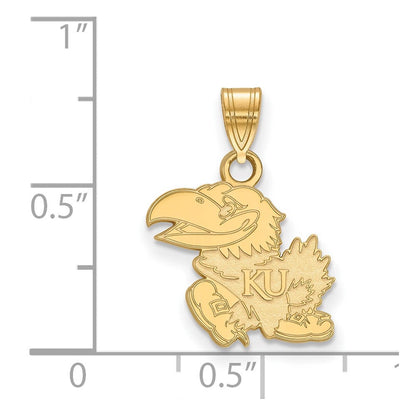 10K Gelbgold Logoart University Of Kansas Jayhawk Klein Anhänger