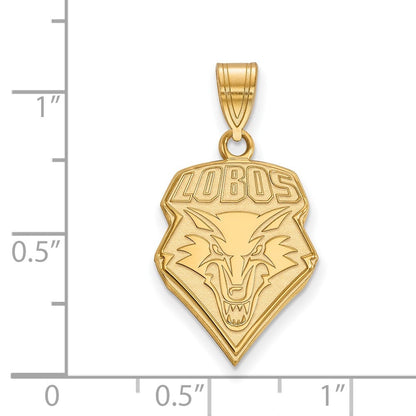 10K Gelbgold Logoart University Of New Mexico Lobos Groß Anhänger