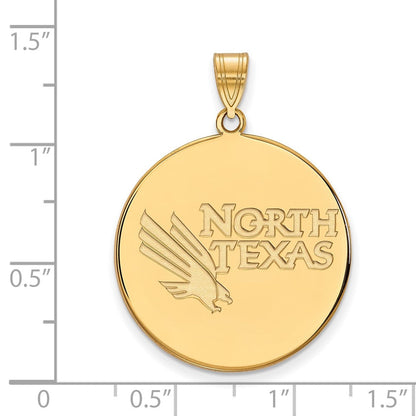 14K Gelbgold Logoart University Of North Texas Extra Groß Plättchen Anhänger