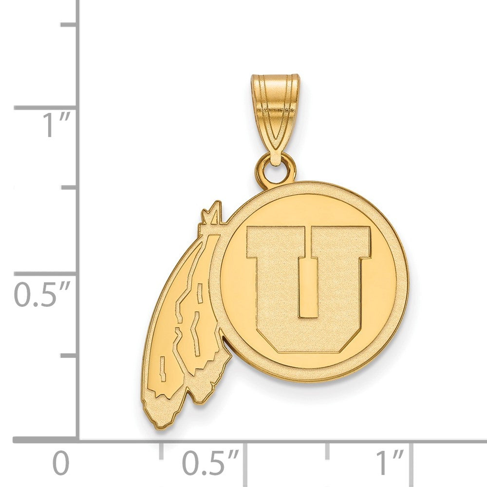 10K Gelbgold Logoart University Of Utah Groß Anhänger