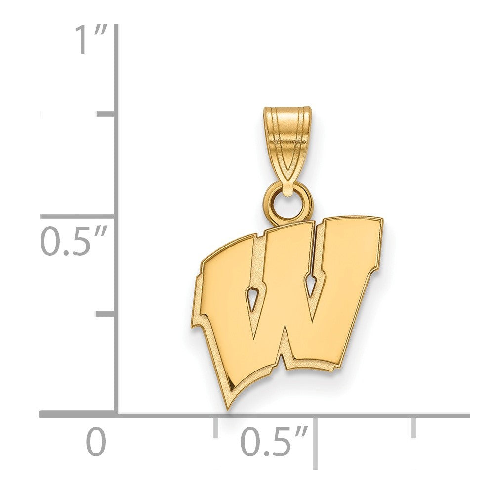10K Gelbgold Logoart University Of Wisconsin Buchstabe W Klein Anhänger