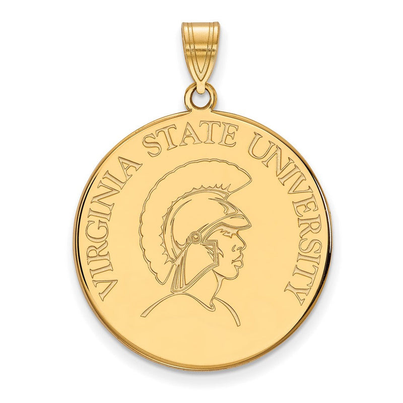 Vergoldet Sterlingsilber Logoart Virginia State University Extra Groß Plättchen Anhänger