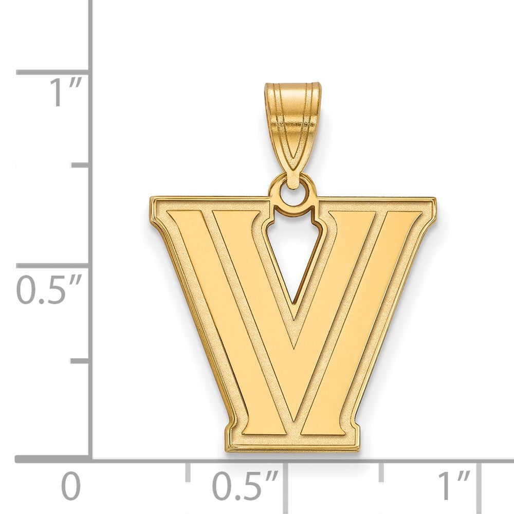 10K Gelbgold Logoart Villanova University Buchstabe V Mittel Anhänger