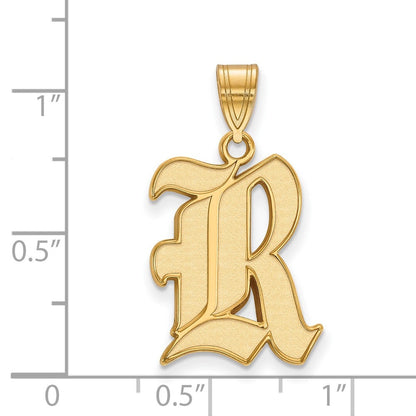 10K Gelbgold Logoart Rice University Buchstabe R Groß Anhänger