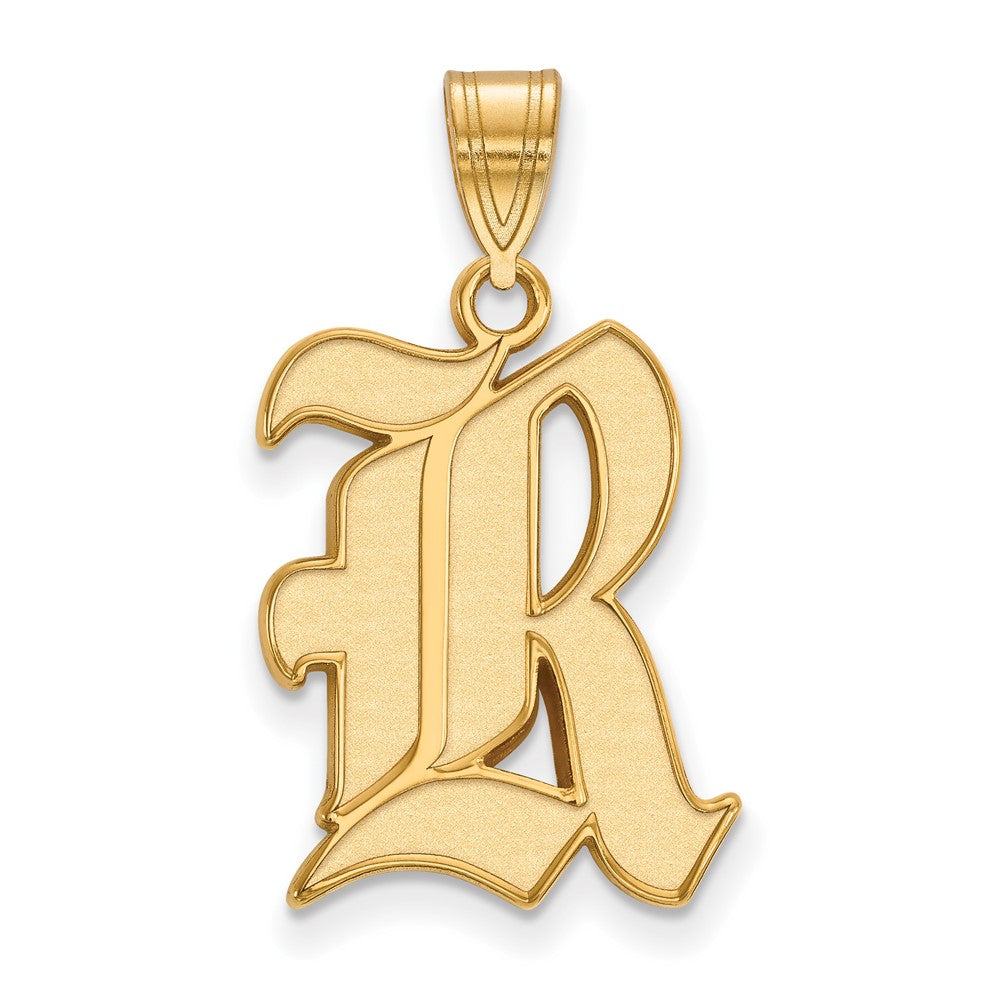 14K Gelbgold Logoart Rice University Buchstabe R Groß Anhänger