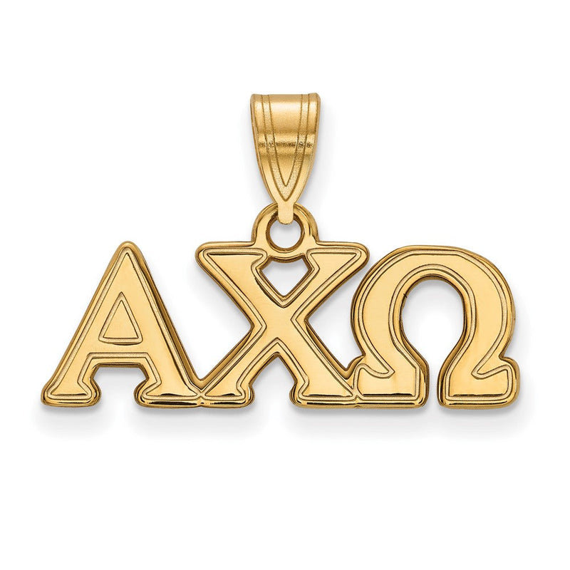 Vergoldet Sterlingsilber Logoart Alpha Chi Omega Sorority Greek Buchstaben Mittel Anhänger