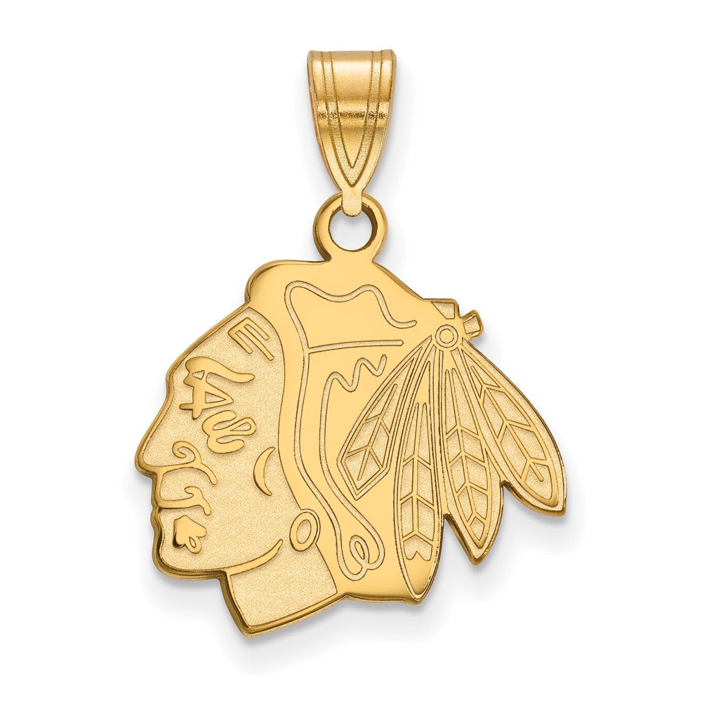 Vergoldet Sterlingsilber Nhl Logoart Chicago Blackhawks Mittel Anhänger