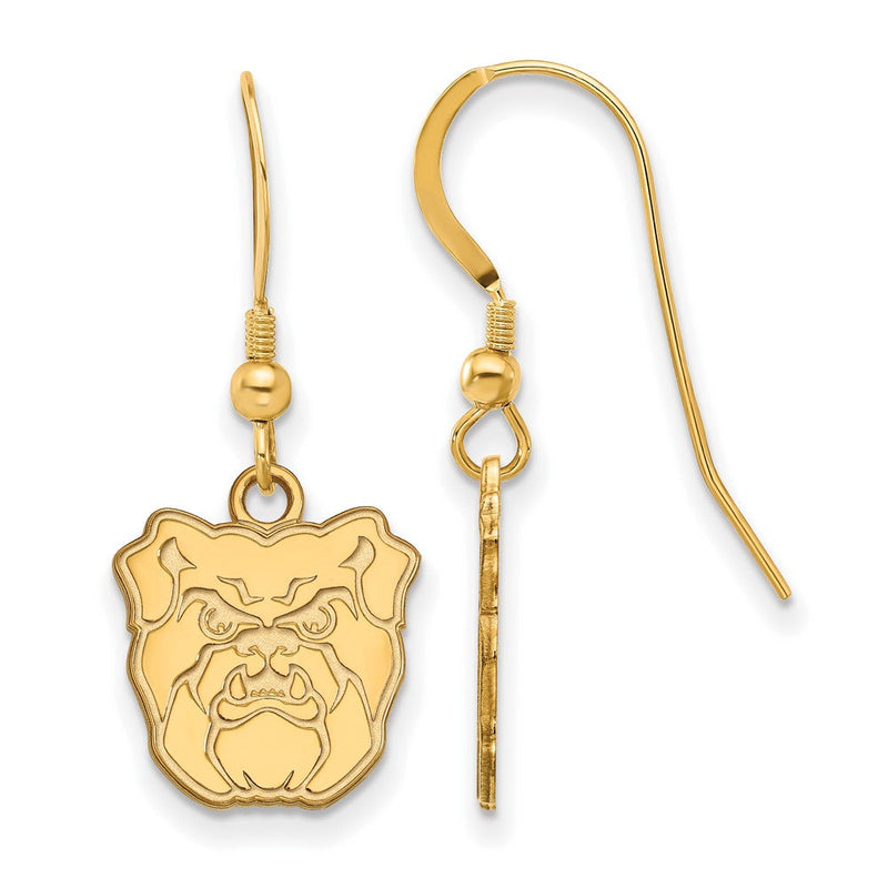 Vergoldet Sterlingsilber Logoart Butler University Bulldog Klein Hängend Draht Ohrringe