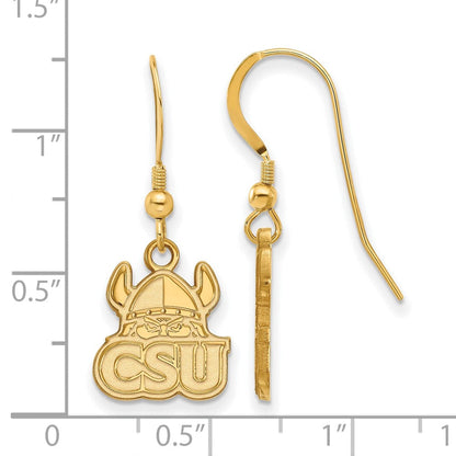 Vergoldet Sterlingsilber Logoart Cleveland State University Klein Hängend Draht Ohrringe