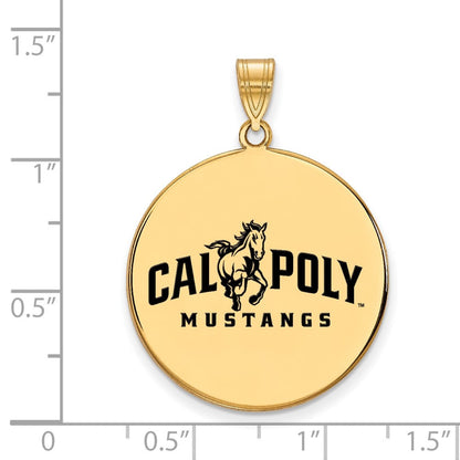 Vergoldet Sterlingsilber Logoart California Polytechnic State University Mustangs Extra Groß Emailliert Plättchen Anhänger