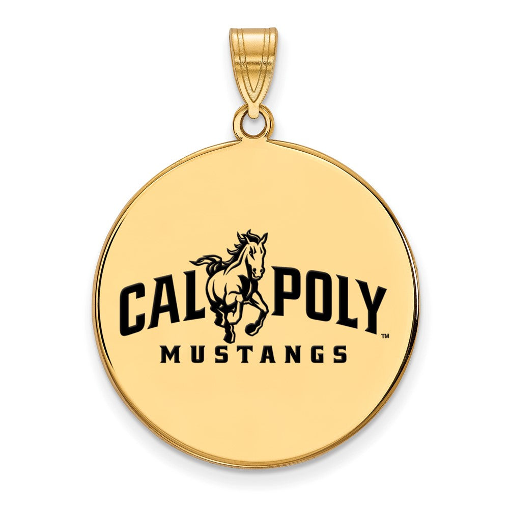Vergoldet Sterlingsilber Logoart California Polytechnic State University Mustangs Extra Groß Emailliert Plättchen Anhänger