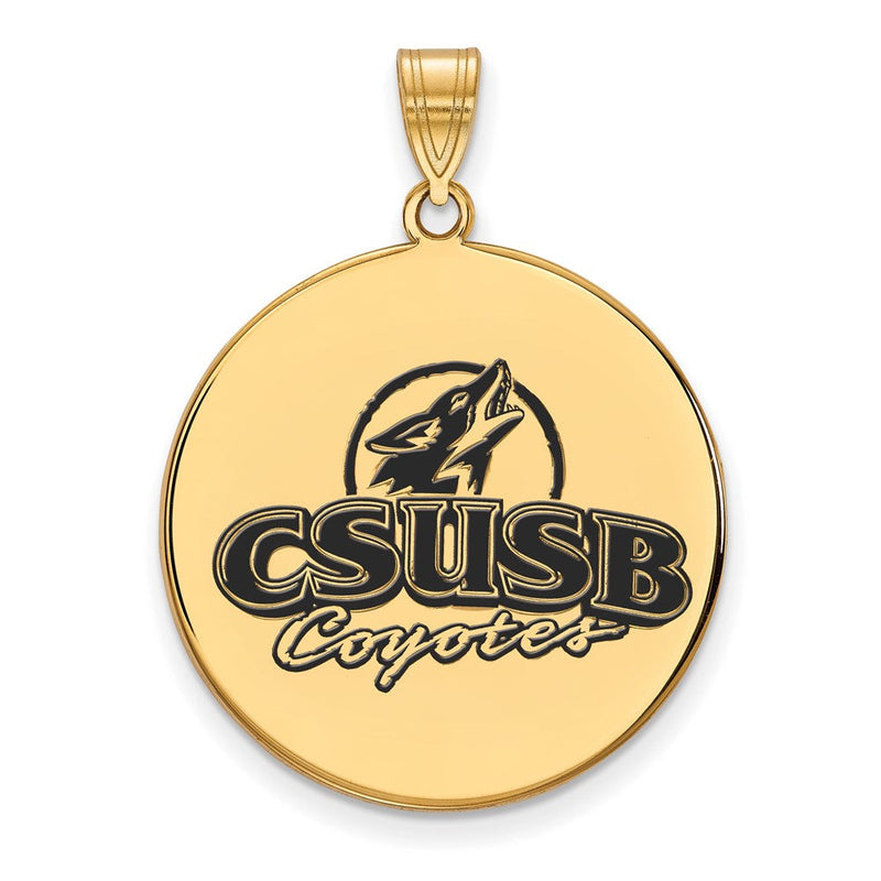Vergoldet Sterlingsilber Logoart California State University San Bernardino Coyotes Extra Groß Emailliert Plättchen Anhänger