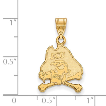 10K Gelbgold Logoart Ost Carolina University Pirat Mittel Anhänger