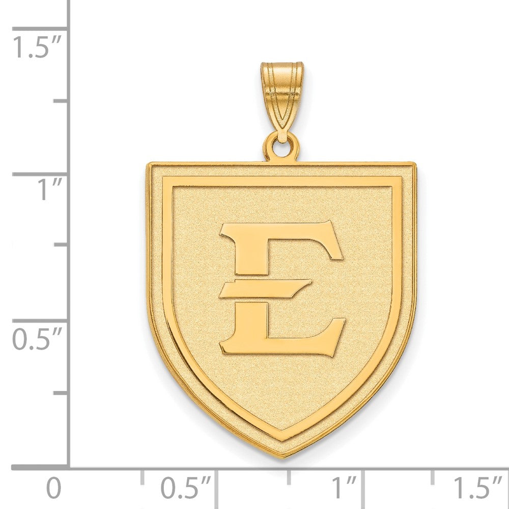 10K Gelbgold Logoart Ost Tennessee State University Buchstabe E Shield Extra Groß Anhänger