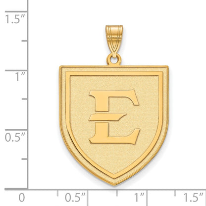 10K Gelbgold Logoart Ost Tennessee State University Buchstabe E Shield Extra Groß Anhänger