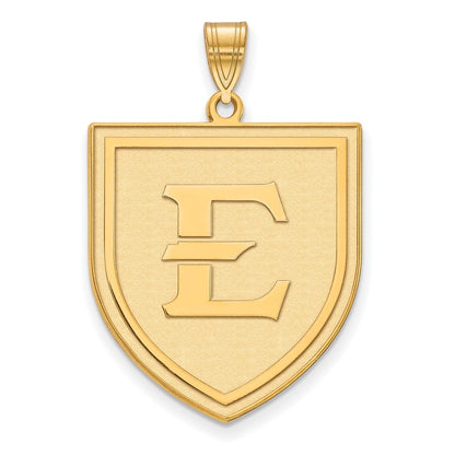 10K Gelbgold Logoart Ost Tennessee State University Buchstabe E Shield Extra Groß Anhänger