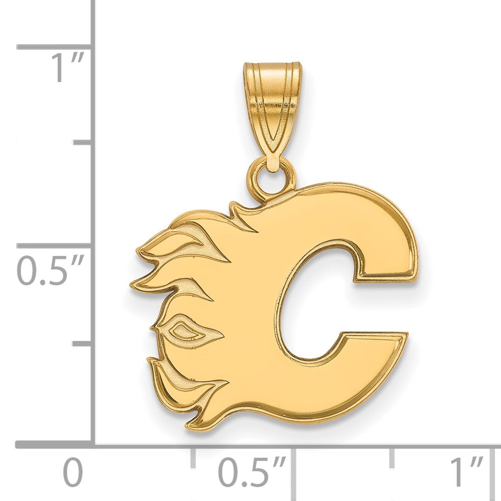 10K Gelbgold Nhl Logoart Calgary Flames Buchstabe C Mittel Anhänger
