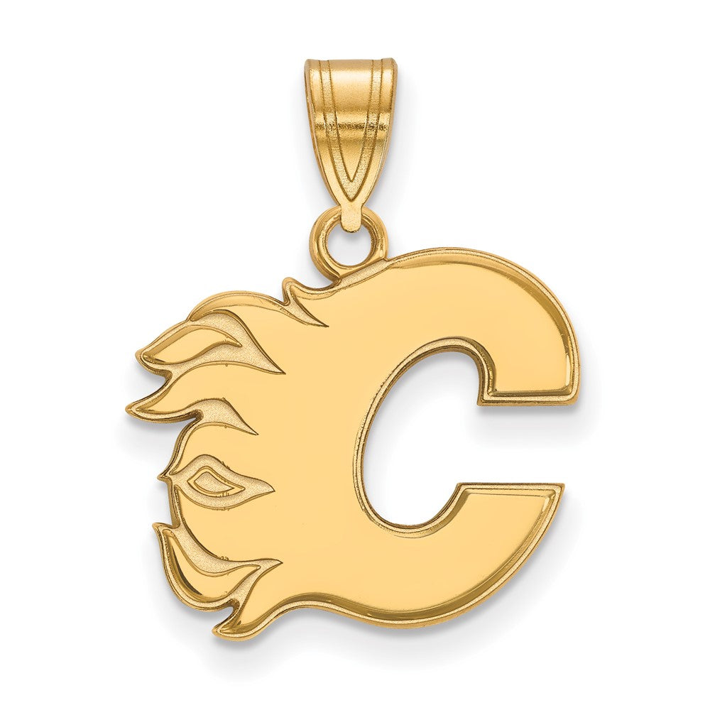 10K Gelbgold Nhl Logoart Calgary Flames Buchstabe C Mittel Anhänger