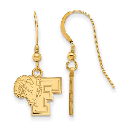 Vergoldet Sterlingsilber Logoart Fordham University Ram Klein Hängend Draht Ohrringe