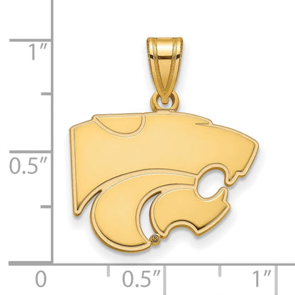 10K Gelbgold Logoart Kansas State University Wildkatze Mittel Anhänger