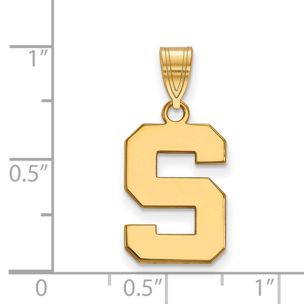 10K Gelbgold Logoart Michigan State University Buchstabe S Mittel Anhänger
