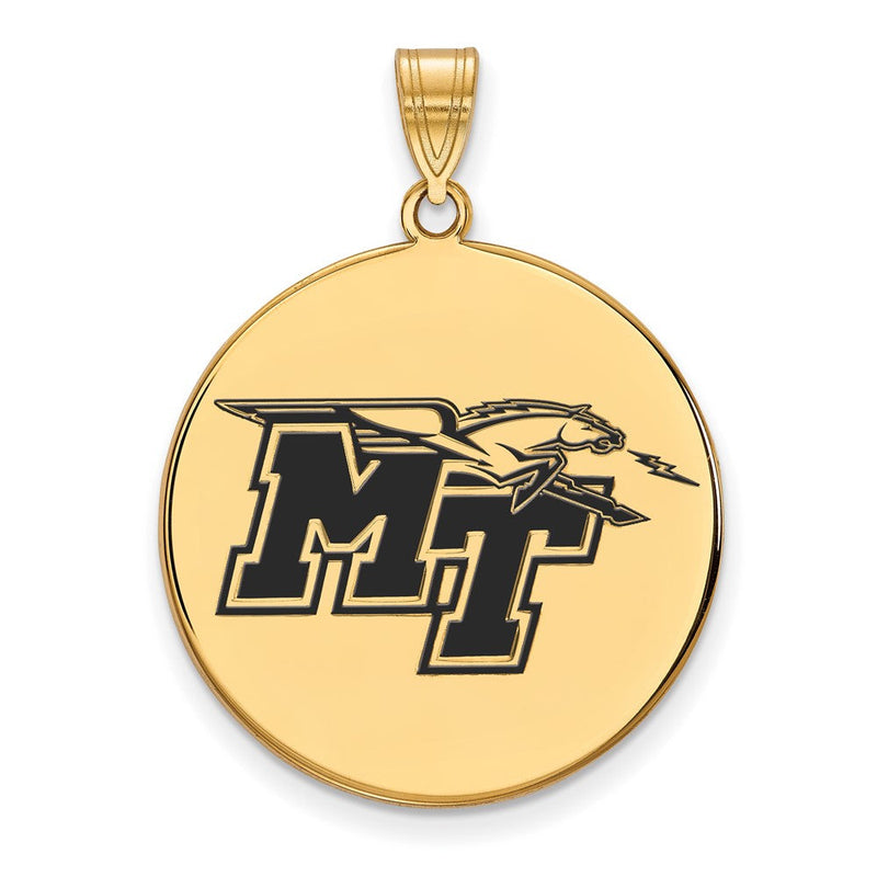 Vergoldet Sterlingsilber Logoart Middle Tennessee State University M T Extra Groß Emailliert Plättchen Anhänger