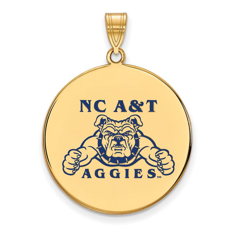Vergoldet Sterlingsilber Logoart North Carolina A und T Aggies Extra Groß Emailliert Plättchen Anhänger