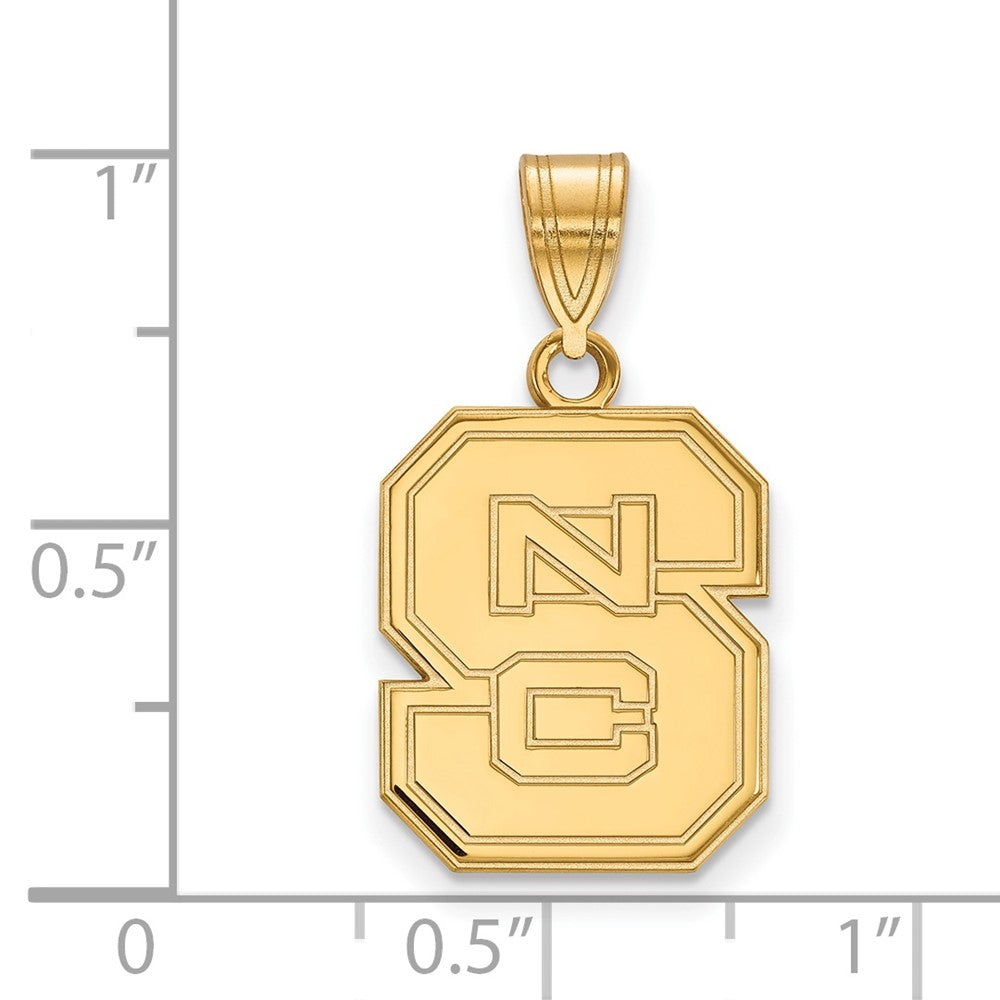 14K Gelbgold Logoart North Carolina State University N C S Mittel Anhänger