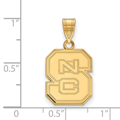 14K Gelbgold Logoart North Carolina State University N C S Mittel Anhänger