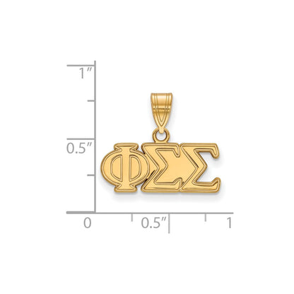 Vergoldet Sterlingsilber Logoart Phi Sigma Sorority Greek Buchstaben Mittel Anhänger