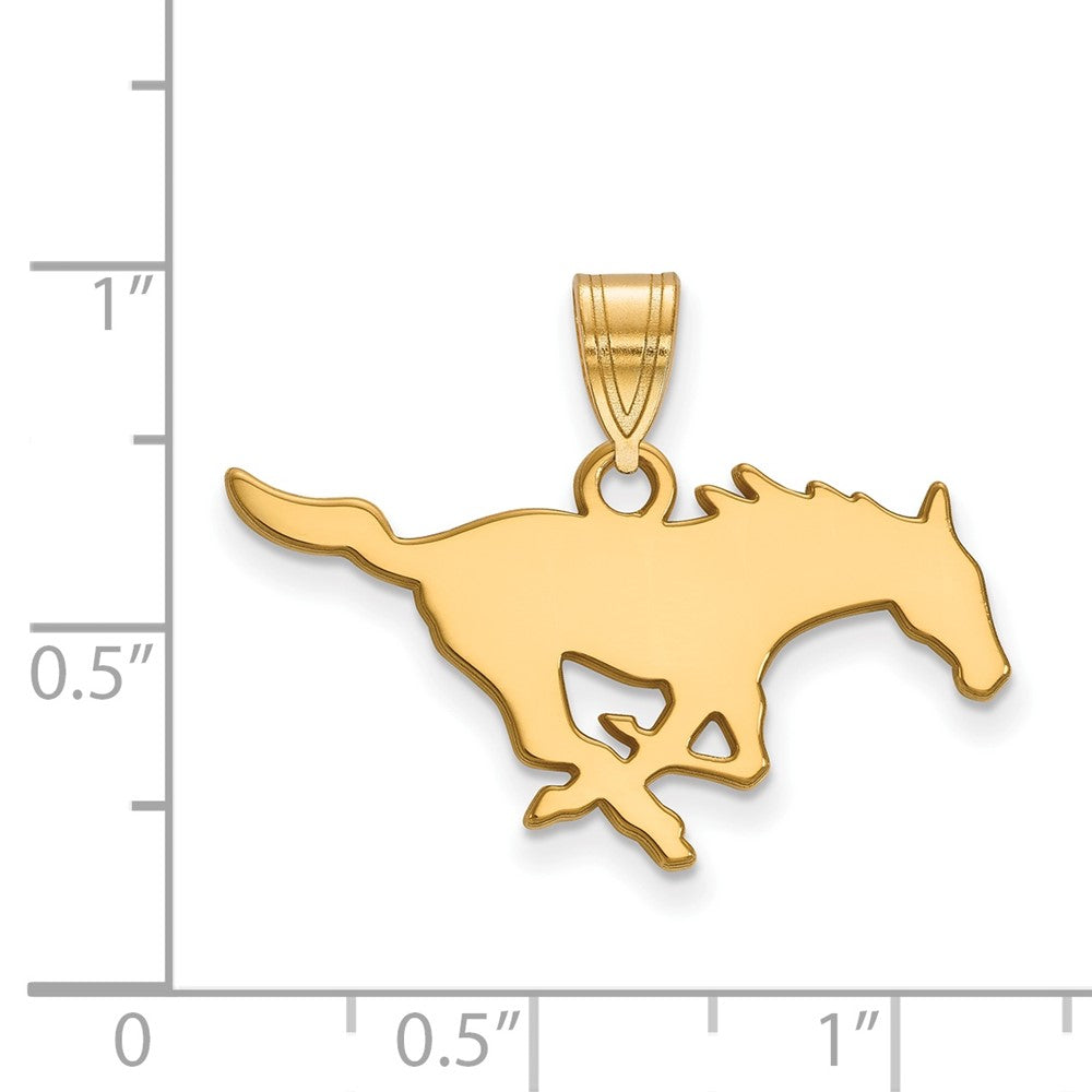 10K Gelbgold Logoart Southern Methodist University Mustang Mittel Anhänger
