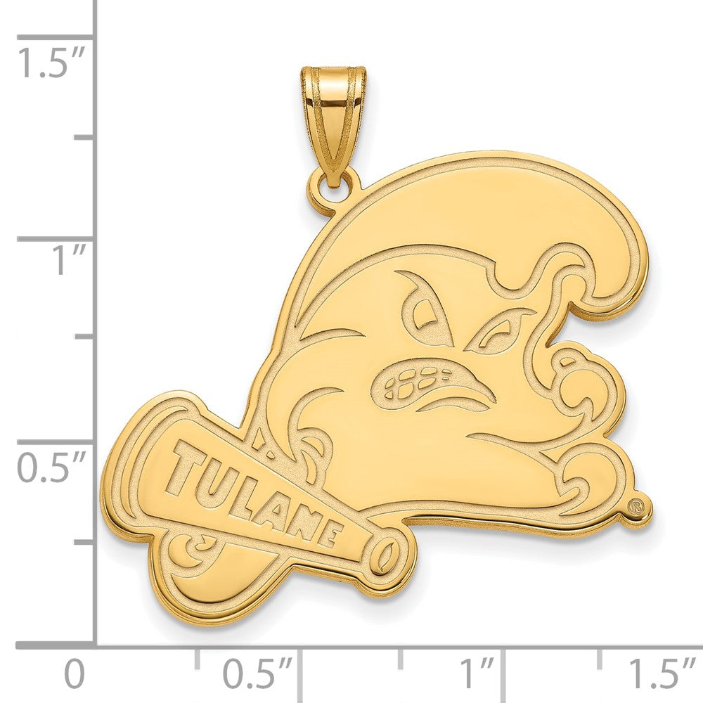 10K Gelbgold Logoart Tulane University Extra Groß Anhänger