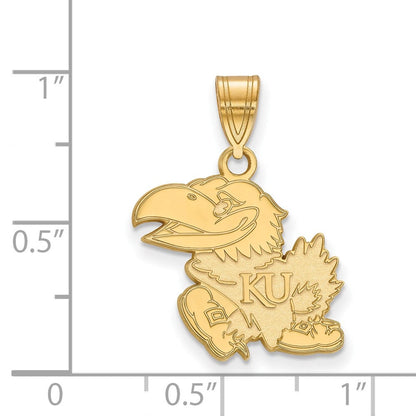 10K Gelbgold Logoart University Of Kansas Jayhawk Mittel Anhänger