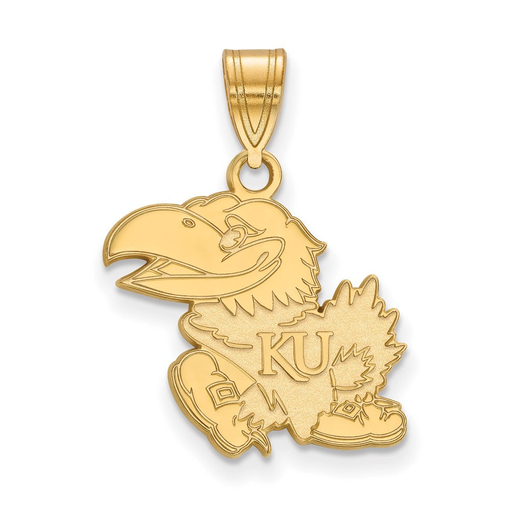 10K Gelbgold Logoart University Of Kansas Jayhawk Mittel Anhänger