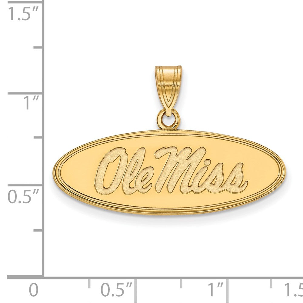 14K Gelbgold Logoart University Of Mississippi Ole Miss Mittel Oval Anhänger
