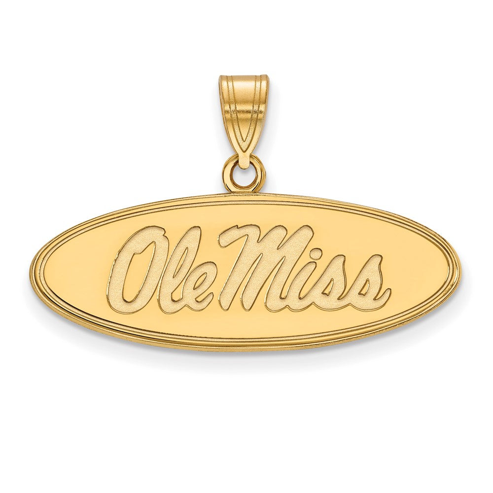 14K Gelbgold Logoart University Of Mississippi Ole Miss Mittel Oval Anhänger