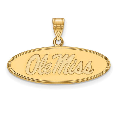14K Gelbgold Logoart University Of Mississippi Ole Miss Mittel Oval Anhänger
