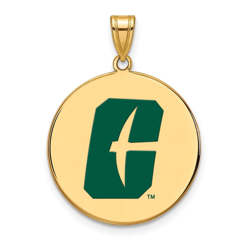 Vergoldet Sterlingsilber Logoart University Of North Carolina At Charlotte 49ers Extra Groß Emailliert Plättchen Anhänger
