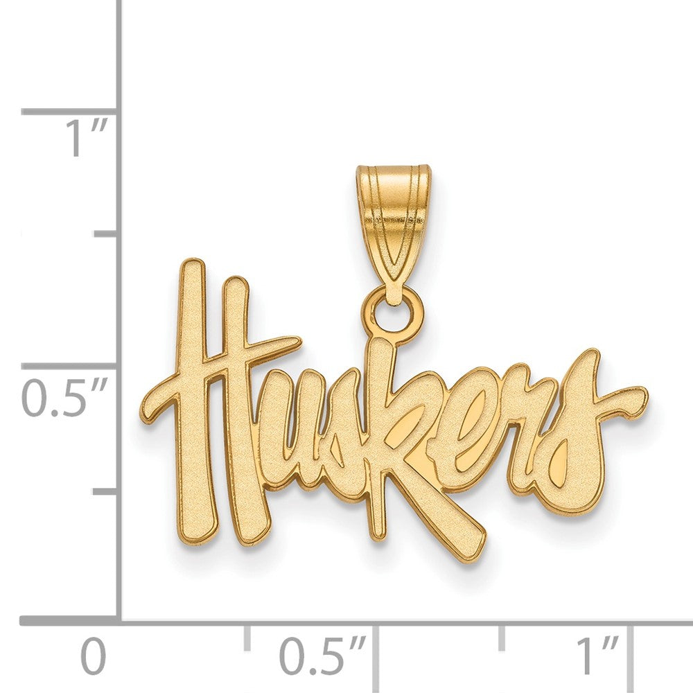 10K Gelbgold Logoart University Of Nebraska Huskers Mittel Anhänger