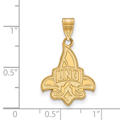 10K Gelbgold Logoart University Of New Orleans U N O Groß Anhänger