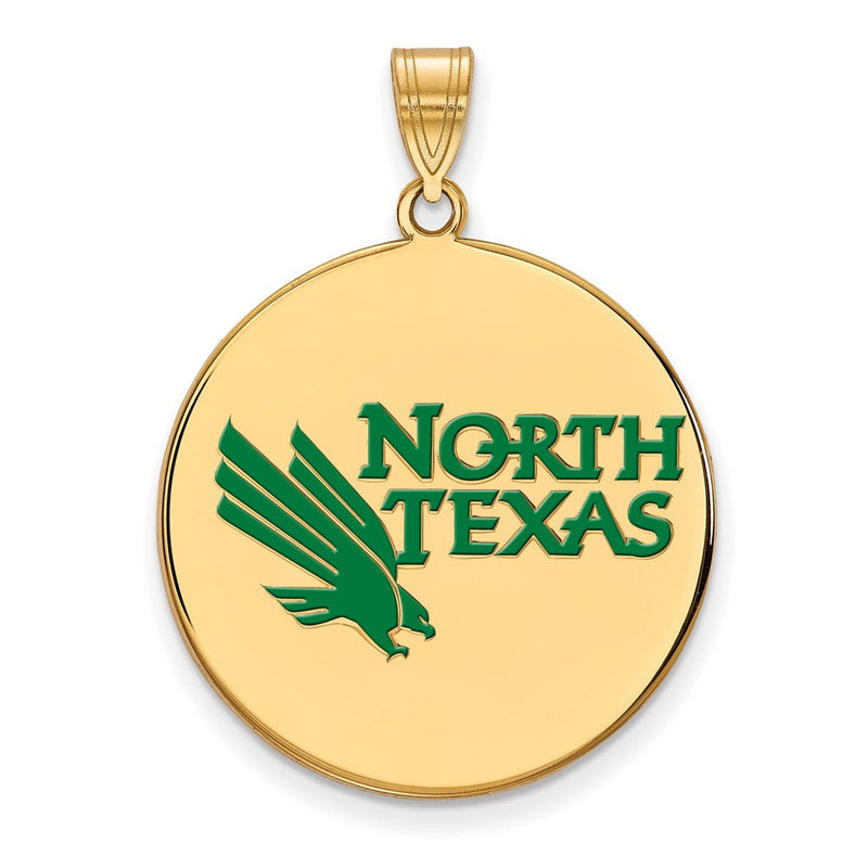 Vergoldet Sterlingsilber Logoart University Of North Texas Extra Groß Emailliert Plättchen Anhänger