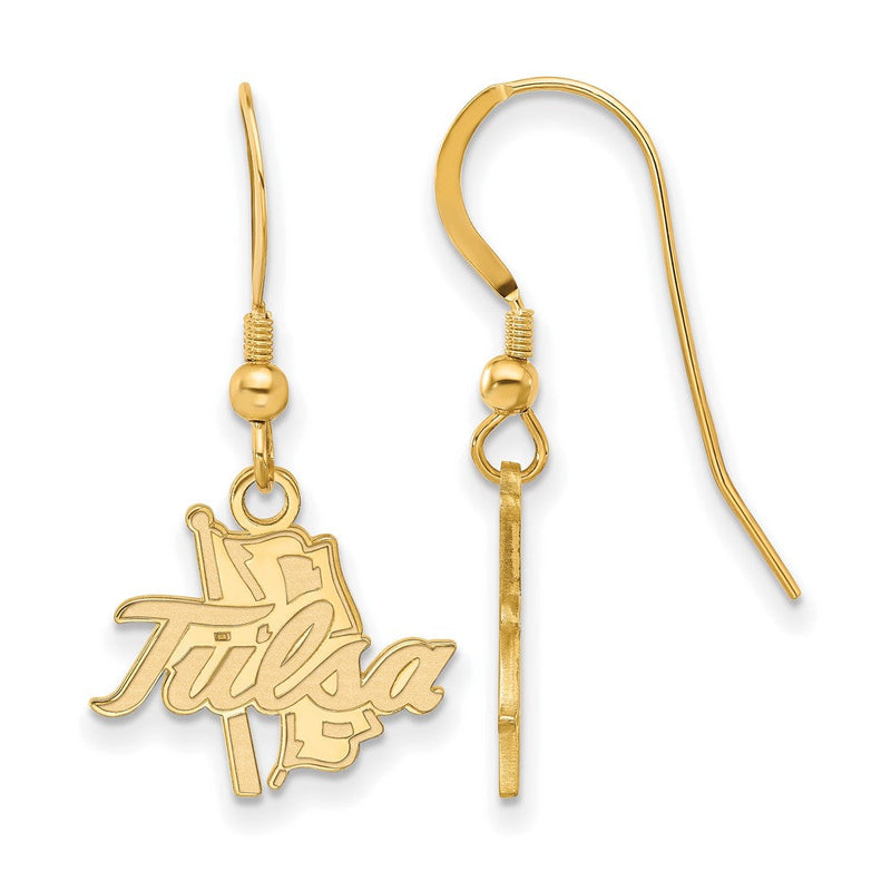 Vergoldet Sterlingsilber Logoart University Of Tulsa Klein Hängend Draht Ohrringe